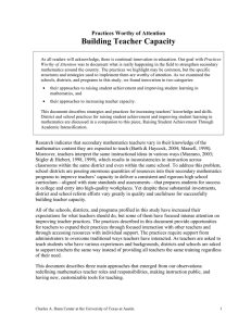 Building Teacher Capacity Practices Worthy of Attention