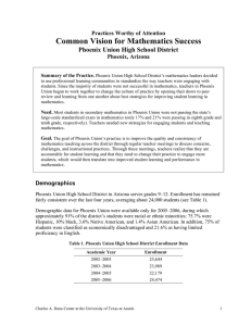 Common Vision for Mathematics Success Phoenix Union High School District