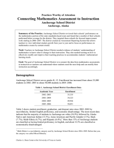 Connecting Mathematics Assessment to Instruction Anchorage School District Practices Worthy of Attention