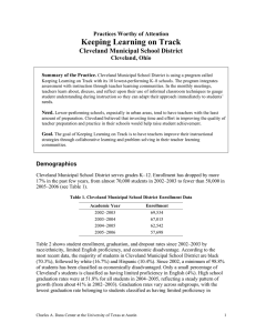 Keeping Learning on Track Cleveland Municipal School District Practices Worthy of Attention