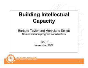 Building Intellectual Capacity Barbara Taylor and Mary Jane Schott