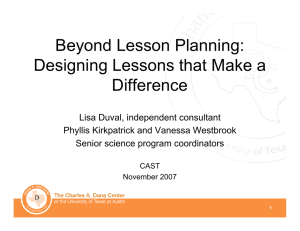 Beyond Lesson Planning: Designing Lessons that Make a Difference