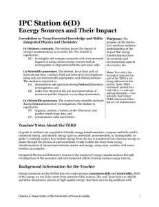 IPC Station 6(D) Energy Sources and Their Impact Purpose:
