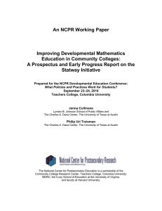 An NCPR Working Paper  Improving Developmental Mathematics Education in Community Colleges: