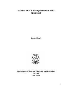 Syllabus of M.Ed Programme for RIEs 2008-2009