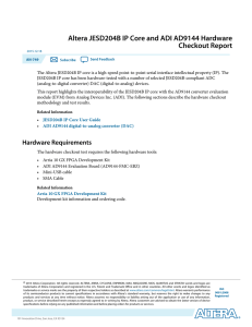 Altera JESD204B IP Core and ADI AD9144 Hardware Checkout Report