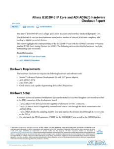 Altera JESD204B IP Core and ADI AD9625 Hardware Checkout Report