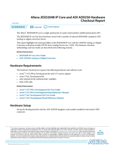 Altera JESD204B IP Core and ADI AD9250 Hardware Checkout Report