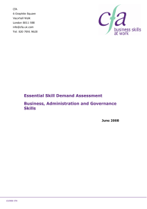 Essential Skill Demand Assessment Business, Administration and Governance Skills