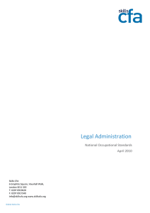 Legal Administration National Occupational Standards April 2010