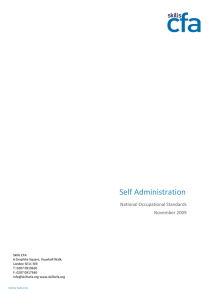 Self Administration National Occupational Standards November 2009