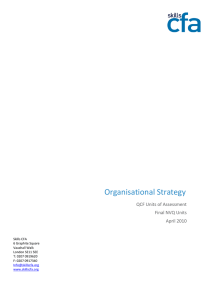 Organisational Strategy QCF Units of Assessment Final NVQ Units April 2010