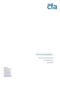 Communications QCF Units of Assessment Final NVQ Units April 2010