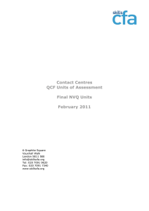 Contact Centres QCF Units of Assessment Final NVQ Units