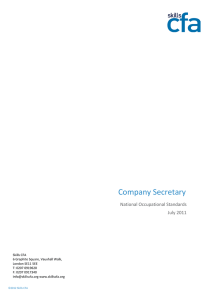 Company Secretary National Occupational Standards July 2011