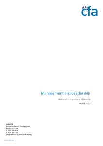 Management and Leadership National Occupational Standards March 2012