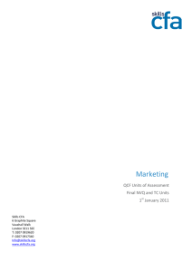 Marketing QCF Units of Assessment Final NVQ and TC Units 1