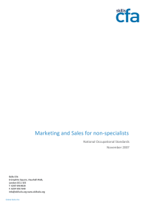 Marketing and Sales for non-specialists National Occupational Standards November 2007