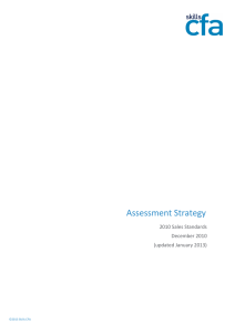 Assessment Strategy 2010 Sales Standards December 2010 (updated January 2013)