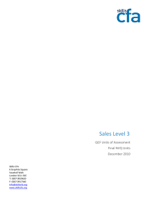 Sales Level 3 QCF Units of Assessment Final NVQ Units December 2010