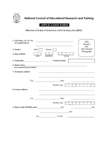 National Council of Educational Research and Training APPLICATION FORM  D