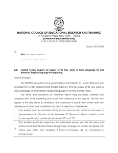 NATIONAL COUNCIL OF EDUCATIONAL RESEARCH AND TRAINING (Division of Educational Kits)