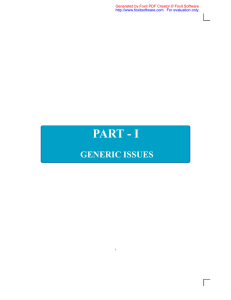 PART - I  GENERIC ISSUES
