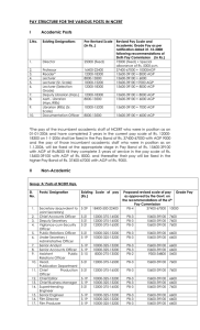 PAY STRUCTURE FOR THE VARIOUS POSTS IN NCERT I Academic Posts