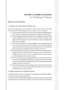 1.1 Teaching of Science E S VOLUME –I: CURRICULAR AREAS