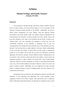 Syllabus  Human Ecology and Family Sciences (Classes XI-XII)