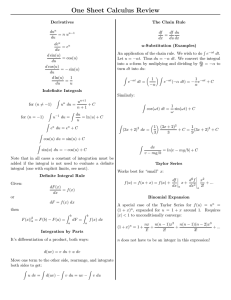 One Sheet Calculus Review