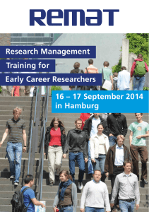 Research Management Training for Early Career Researchers 16 – 17 September 2014
