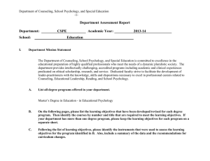Department Assessment Report  Department: CSPE