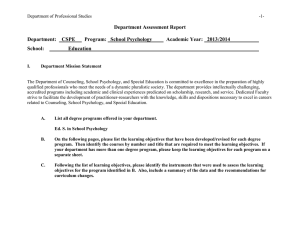 Department Assessment Report  Department:    CSPE
