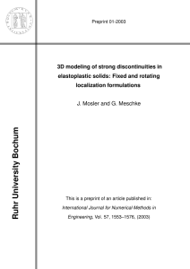 3D modeling of strong discontinuities in elastoplastic solids: Fixed and rotating