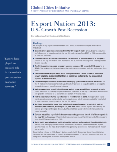 Export Nation 2013: U.S. Growth Post-Recession Global Cities Initiative