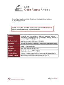 Reconfiguring Boundary Relations: Robotic Innovations in Pharmacy Work Please share