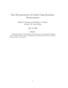 Fast Reconstruction of Cracks Using Boundary Measurements Advisor: Dr. Kurt Bryan