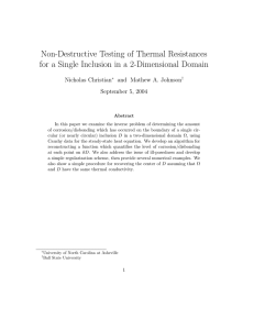 Non-Destructive Testing of Thermal Resistances Nicholas Christian and Mathew A. Johnson