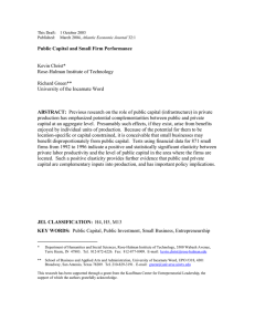 Public Capital and Small Firm Performance ABSTRACT: Kevin Christ*