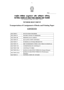 TENDER DOCUMENT Transportation of Consignment of Books and Printing Paper CONTENTS