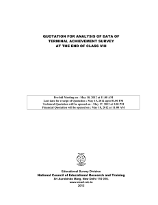 QUOTATION FOR ANALYSIS OF DATA OF TERMINAL ACHIEVEMENT SURVEY