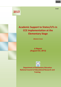 Academic Support to States/UTs in CCE Implementation at the Elementary Stage