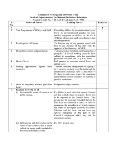 Schedule of re-delegation of Powers of the