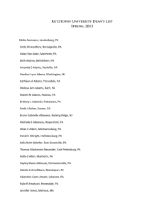 Kutztown University Dean’s List Spring, 2013