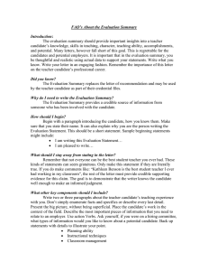 FAQ’s About the Evaluation Summary  Introduction
