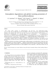 Atmospheric degradation and global warming potentials of three perﬂuoroalkenes G. Acerboni