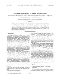 Uncertainties in the Radiative Forcing Due to Sulfate Aerosols G M ,* F
