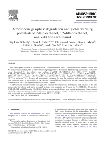 Atmospheric gas-phase degradation and global warming potentials of 2-ﬂuoroethanol, 2,2-diﬂuoroethanol,