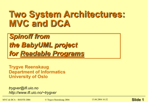 Two System Architectures: MVC and DCA Spinoff from the BabyUML project